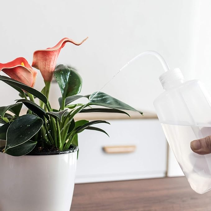ORIMERC 2 Pack 500mL Watering Bottle with 15 feet Self Watering Wick Cord for Indoor Plants Succulent Cactus Plastic Squeeze Water Can Long Nozzle Waterer Bonsai Terrarium Orchids Seedling Lab Wash