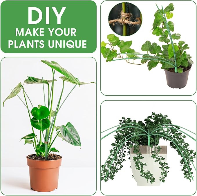 6 Pack 17'' Climbing Plant Support Stakes Moss Pole Monstera Plant Climbers Trellis Plants Stem Supports for Indoor Outdoor Climbing Potted Plants Flower Grow Upwards Green