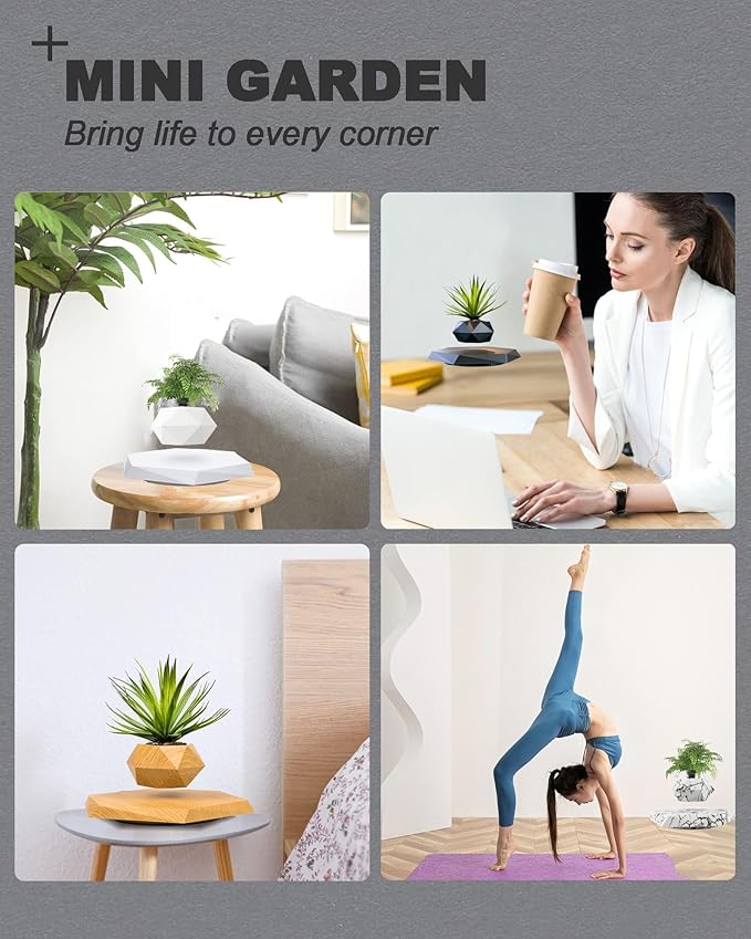 Levitating Plant Pot, Floating Plant Pot for Air Bonsai Planter, Magnetic Levitating Flower Pot Planter for Office Home Decoration, Ideal Home Gift for Halloween Thanksgiving Christmas (White)