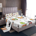 Kids Bed Sheets Full Size Cute Sushi Print Bed Sheet Set for Girls Boys Children Bedroom Kawaii Decor Cartoon Japanese Style Bedding Set Teens Sheets Set with Fitted Sheet, Flat Sheet,2 Pillow Case