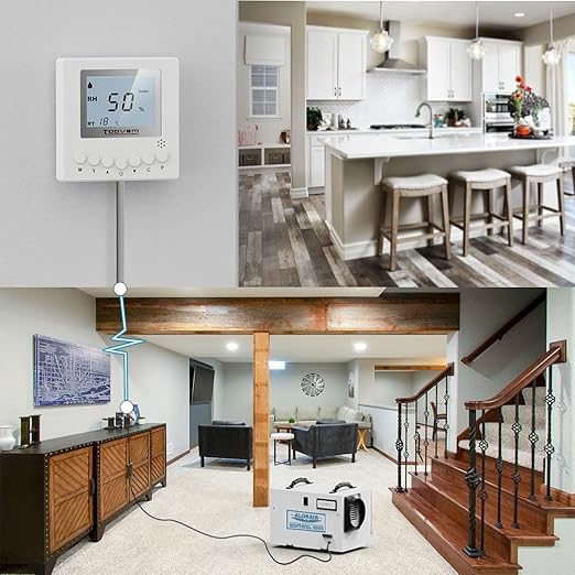 TOOVEM Remote Controller for Digital Humidity, Temperature, Adapt The Humidity Level, for Basement Crawl Space Dehumidifier White