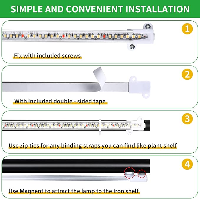 2 Head 13" Growing Lamp for Indoor Plants, Red & White Full Spectrum LED Grow Light Strips with Auto ON/Off, 3/9/12H Timer,10 Dimmable Levels for Green House Seedlings