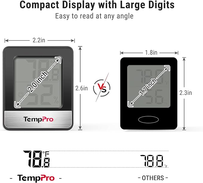 TempPro TP49 Digital Hygrometer Indoor Thermometer Humidity Meter Room Thermometer with Temperature and Humidity Monitor Mini Hygrometer Humidity Meter (Previously ThermoPro)