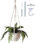 Bouqlife 43 Inches Macrame Plant Hanger Large for 12 inch Pot Extra Long No Tassel Cotton Rope Hanging Plant Holder with Ceiling Hook Bohemian Home Decor