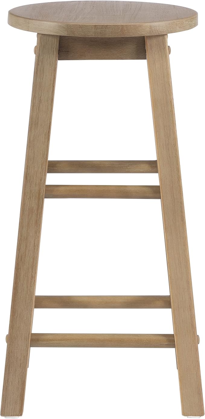 Linon Zeke Grey Wash 24" Counter Stool with Round Seat