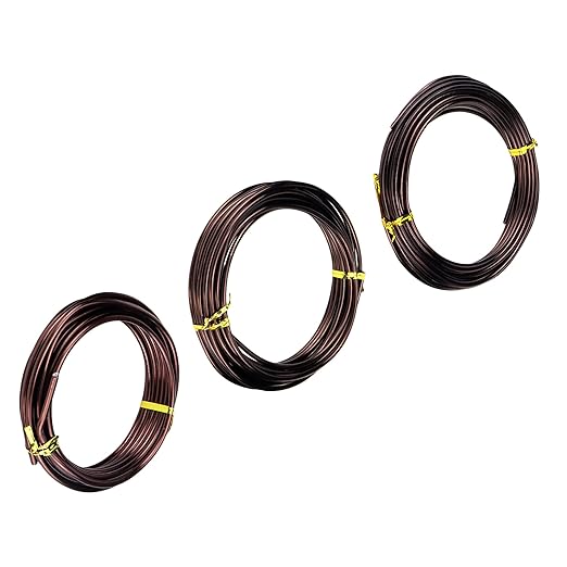 Antrader Bonsai Training Wire Set,Anodized Aluminum Wire 2.5mm/3.0mm/4.0mm Training Wire for Bonsai Trees,3 Sizes/100g,Brown
