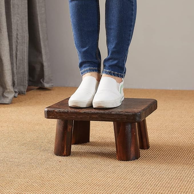 Wooden Stool, Bedside Step Stool, Step Ladder for Kitchen & Bathroom, Foot Rest Stool, Super Sturdy Hold Up to 500 LBS