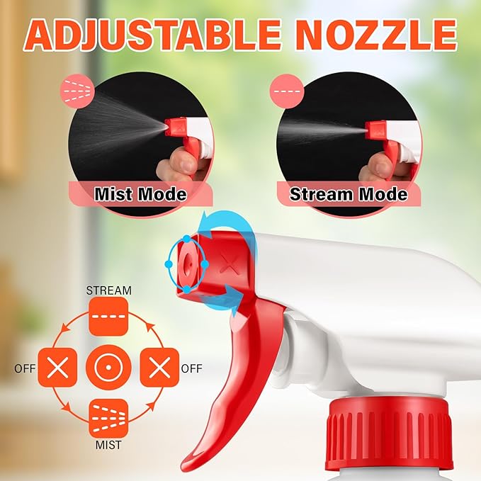 DIYSELF 16oz Spray Bottle 8 Pack, Heavy Duty Plastic Spray Bottles for Plants, Refillable Spray Bottles for Cats and Cleaning Solutions, Chemical Resistant Spray Bottle with Trigger Sprayers
