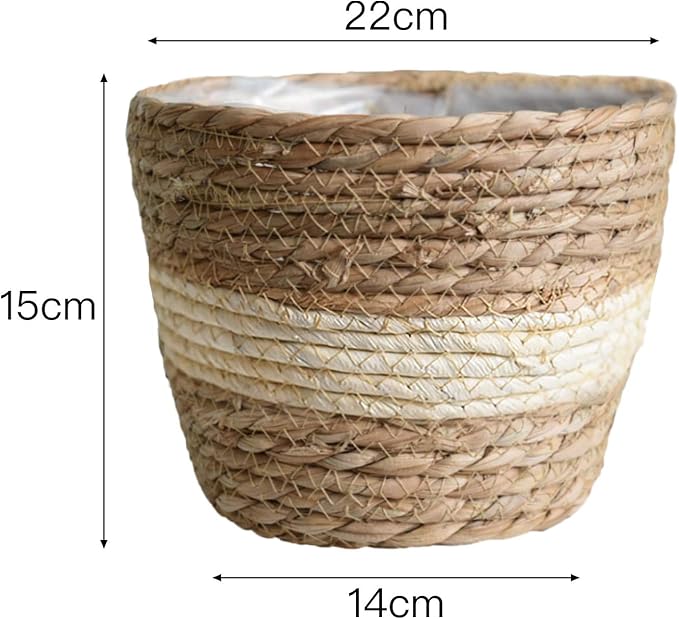 Seagrass Planter Basket Rattan Flower Basket Indoor Outdoor Flower Pots Cover Plant Pots Containers Straw Basket Rattan Vases Pots Home Decoration Flower Handmade Basket (#5)