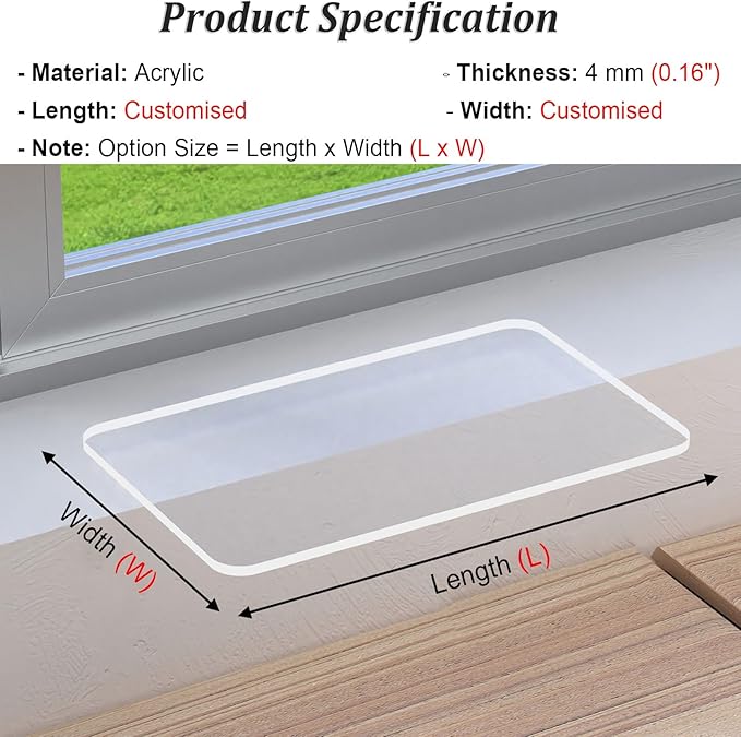 Acrylic Window Sill Extender, Thick Shelves with Double-Sided Adhesive, Ideal for Cat Perch or Plant Stand