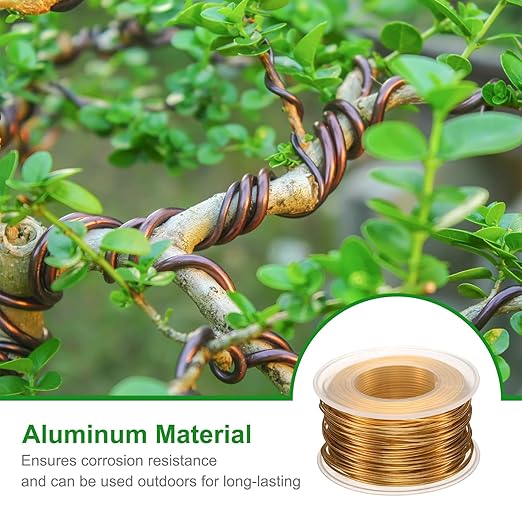 HARFINGTON Bonsai Wire Anodized Aluminum Training Wire Roll 1mm/18 Gauge 98ft Length Bendable Bonsai Tree Wire for Garden, Horticulture, Landscape, Planting, Golden