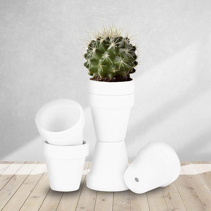 FCFKUK 24pcs Small Mini Clay Pots, 2.5'' Terracotta Pot Clay Ceramic Pottery Planter, Cactus Flower Terra Cotta Pots, Succulents Nursery Pots, with Drainage Hole, for Indoor/Outdoor