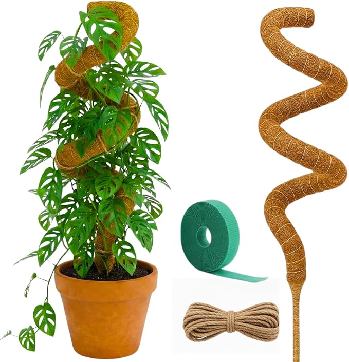 Moss Pole Monstera Plant Support | 48 Inch Plant Stakes for Indoor Plants | Coconut Palm Fiber Moss Poles for Climbing Plants | Handmade Plant Sticks Support Tall Monstera, Pothos & More