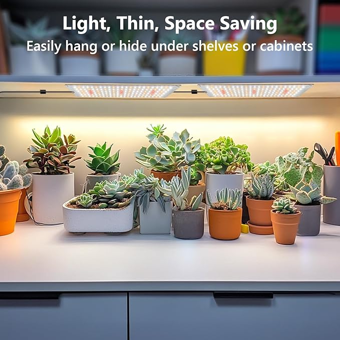 Garpsen Grow Light, 8-Panels 6000K Full Spectrum Plant Lights for Seed Starting with Auto Timer 6/12/16H, 5 Dimmable Levels & 3 Color Modes, 1104 LEDs Grow Lamp for Under Cabinet and Plant Stand