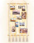 Dahey Macrame Hanging Photo Display Dorm Wall Decor Boho Picture Frames Collage for Picture String with Clips Photo Hanger with Lights Artwork for Teen Girl College Living Room Bedroom Christmas Gift