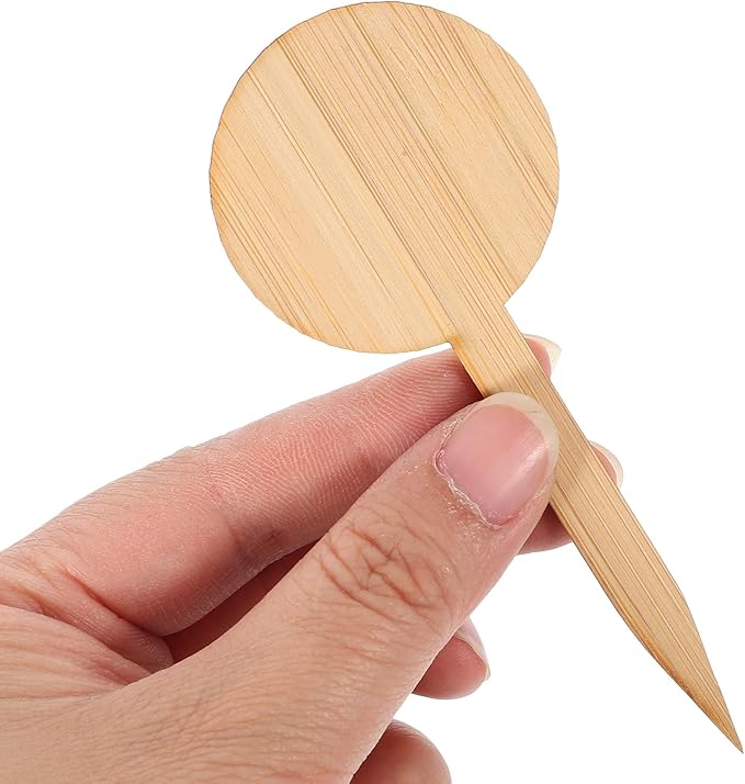 Kisangel Plant Markers Labels 60 Pcs Bamboo Potted Plant Round Live Succulents Plants