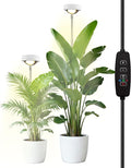 Plant Grow Light,yadoker LED Growing Light Full Spectrum for Indoor Plants,White Magnifying Glass Plant Lights,Height Adjustable, Automatic Timer, 5V Low Safe Voltage,Idea for Large