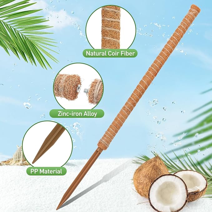 TLAZZ 54 Inch Moss Pole, 3 Pack 16 Inch Moss Poles Monstera Plant Support, Moss Poles for Climbing Plants Indoor, Coir Plant Pole Sticks Support Stakes for Potted Plants, Pothos, Philodendron