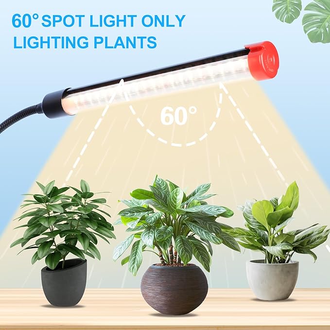FECiDA Gamechanger 2026 45 Watt Power Draw, NO Need Adapter, 5Head Strong Clip Grow Lights for Indoor Plants with 4/8/12/16/20H Timer, LED Plant Growing Lamps for Houseplants, Bonsai, Seed Starting