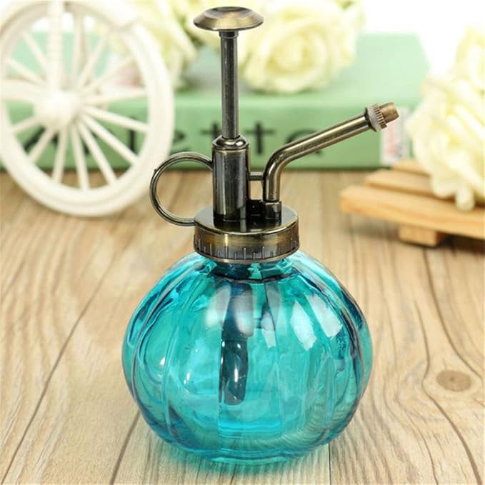 350ML Plant Mister Flower Water Spray Bottle Can Pot|Vintage Pumpkin Style Decorative Glass Plant Atomizer Watering Can Pot with Top Pump for Indoor Potted Terrariums Flowers,Hairdressing Sprayer
