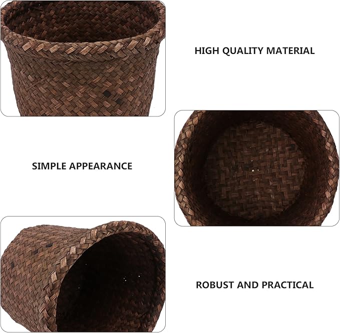 Seagrass Rattan Storage Basket Planter Basket Flower Pots Cover Plant Pots Containers Naturalstraw Flower for Indoor Outdoor Plant s Hyacinth Antique Picnic