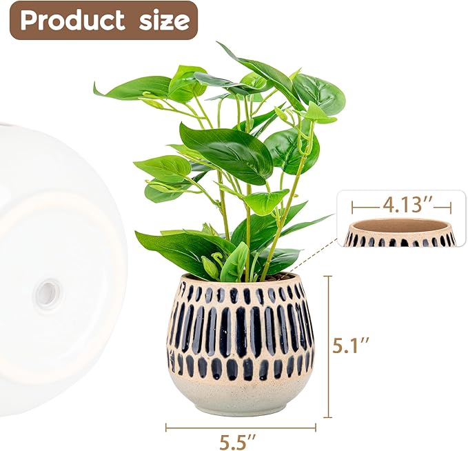 Ceramic Planter 4 Inch Plant Pots Indoor Outdoor Succulent Plant Pot Flower Pots Mid-Century Planter Ceramic Pot