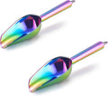 Mini Ice Scoop Set of 2, E-far 3 Ounce Rainbow Stainless Steel Scoops for Candy/Flour/Sugar, Small Metal Scoops for Party/Canisters Jars/Kitchen Bar/Ice Maker, Rust Proof & Dishwasher Safe