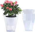 Oliz Self Watering Planter 5 Pcs, 4.5 Inch Flower Plant Pot with Transparent Inner Pot, Gardening Flowerpot with Watering Can, Indoor Self Watering Planter Pot for Herbs, Flowers (White)