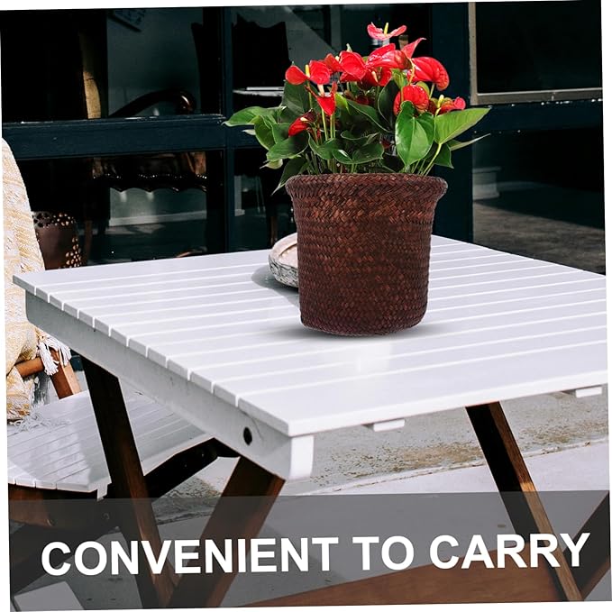 DOITOOL Woven Wicker Laundry Basket Seagrass Plant Basket Wicker Basket Planter Rattan Plant Pot Balcony Flower Pot Succulent Planter for Indoor Balcony Garden Fruit Basket 18cm Picnic Basket