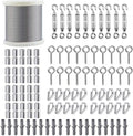 TooTaci M5 Turnbuckles for Cables Wire, 200ft 1/16 Stainless Steel Wire Rope with Tensioner Kit, 1/16 Vinyl Coated Steel Cable for Outdoor Lights Hanging, Climbing Plants, Trellis and Fences