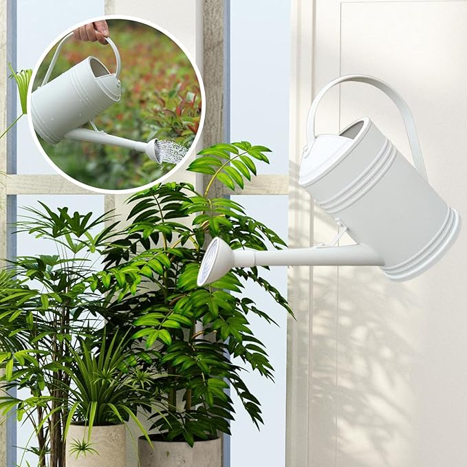 Baoblaze Watering Can Indoor Plants with Detachable Sprinkle Head 1.8L Lightweight er Watering Can Long Spout Watering Can for Plants Bonsai, White