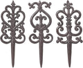 Sungmor Vintage Cast Iron Garden Stakes - 3PCS Ornate Metal Plant Stakes for Yard Art, Patio,Lawn Ornamentation,5.3inch Tall Antique Black Finish,Exquisite Garden Decor
