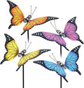 hogardeck Garden Decor for Outside, Set of 4 Metal Butterfly Decorative Garden Stakes for Spring Decor, Yard Art Garden Decorations for Outdoor Lawn Pathway Patio