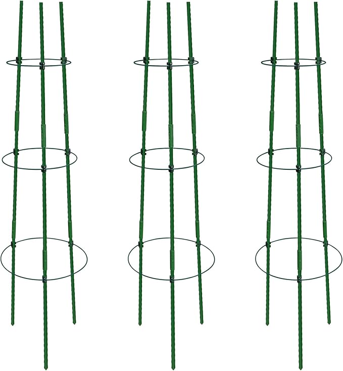 Gardzen 3-Pack Tomato Cage, Plants Support, Trellis Climbing Ring Cage, Stand for Pepper Eggplant Tomato Flowers