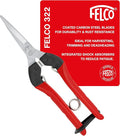 Felco F322 Pruning Snips – 9.84" Garden Clippers with Curved Blade & Rounded Tip | Pruning Shears for Gardening | Garden Snips and Pruners with Carbon Steel Blade, Sap Groove