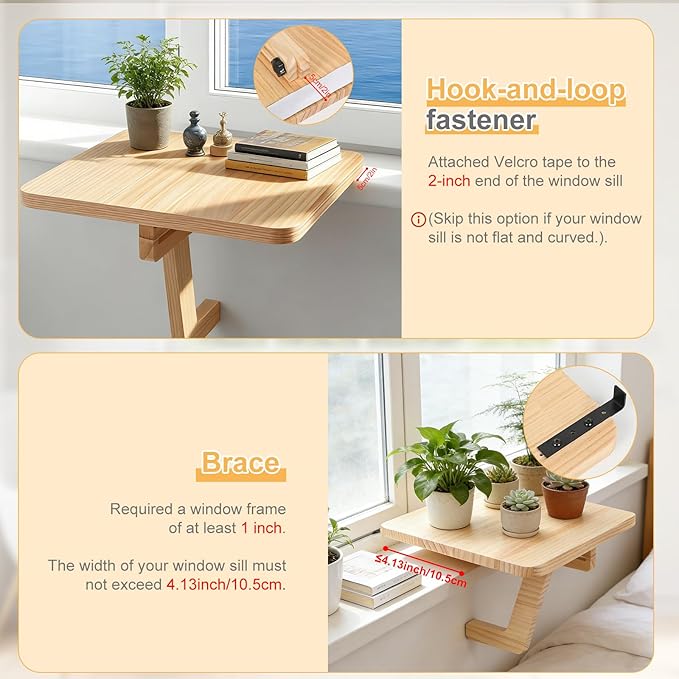 2026 Upgrade Window Plant Shelves, Adjustable No-Drill Window Shelf for Plants, Window Sill Extender for Plants, Heavy-Duty Window Table for Indoor Window Gardens, Renter Friendly Window Shelf