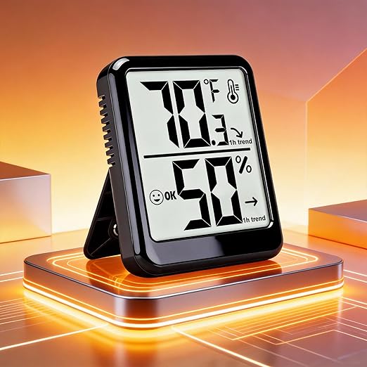 Room Thermometer Indoor Hygrometer Humidity Meter Gauge Digital Temperature and Humidity Sensor Monitor for Home Office House Pets Plants - AAA Battery Included