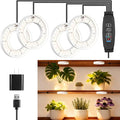 LED Plant Growth Lights for Indoor Plants, Warm+White Full Spectrum 3.54" Grow Lamps for Plant Growth with 6/12/16H Timer, 3 Spectral Modes, 10 Dimmable Levels, Halo Angel Ring White (4 Head)
