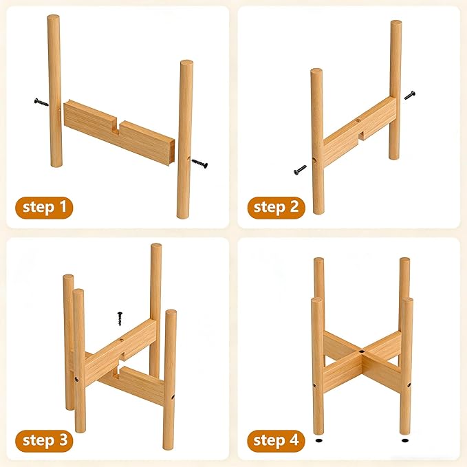 ALIGADO Bamboo Plant Stand Indoor, for Up to 12 Inch Pots, Built to Fit Corners, Sturdy & Stable Design, Natural Wood Color