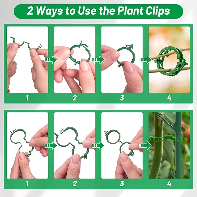 10 Pack Stackable Monstera Plant Support Stakes with 2 Rolls Velcro Ties & 20 Clips, Adjustable Plant Stakes for Indoor Plants, Plant Sticks Support Tall Pothos Climbing