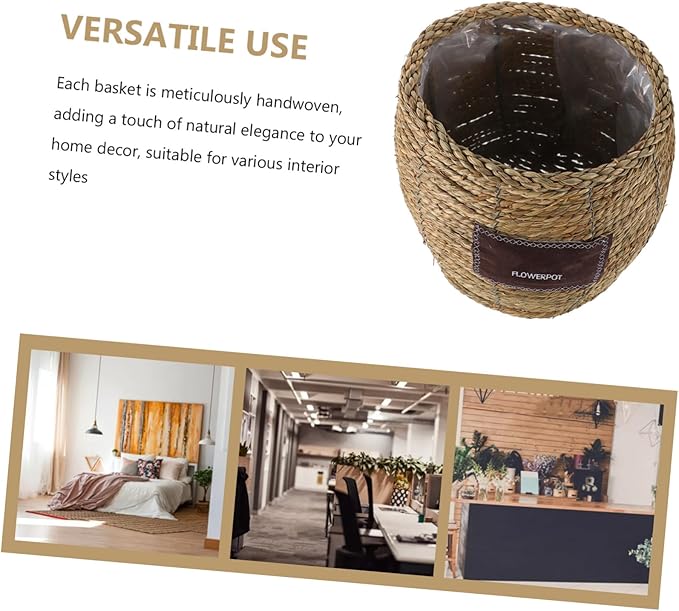 Levemolo Handwoven Rattan Planter Basket for Indoor Outdoor Plants, Large Straw Wicker Flower Pot with Natural Seagrass Weave, Decorative Plant Holder for Home Garden Balcony