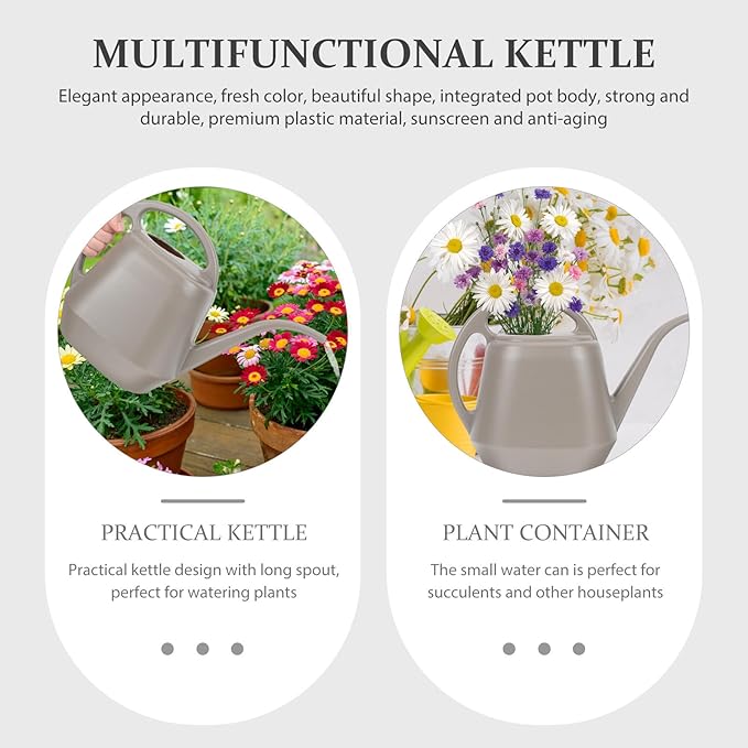 Toyvian 4l Long Spout Watering Can for Indoor Garden and Outdoor Plants Thickened Plastic Watering Pot in Coffee Color Large Capacity for Flowers and Succulents