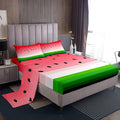 Feelyou Kids Bed Sheets Watermelon Bedding Set Queen Size Tropical Fruit Print Bed Sheet Set for Kids Girls Women Fresh Pineapple Stripe Sheets Set Breathable Super Soft Red Green Room Decor