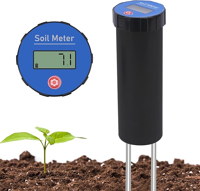 LUVCOSY Digital Soil pH Meter, Industrial Grade Soil pH Tester with Calibration-Free LCD Display, High Accuracy Soil pH Pen, Soil pH Monitor for Garden, Lawn, Plant (Black)