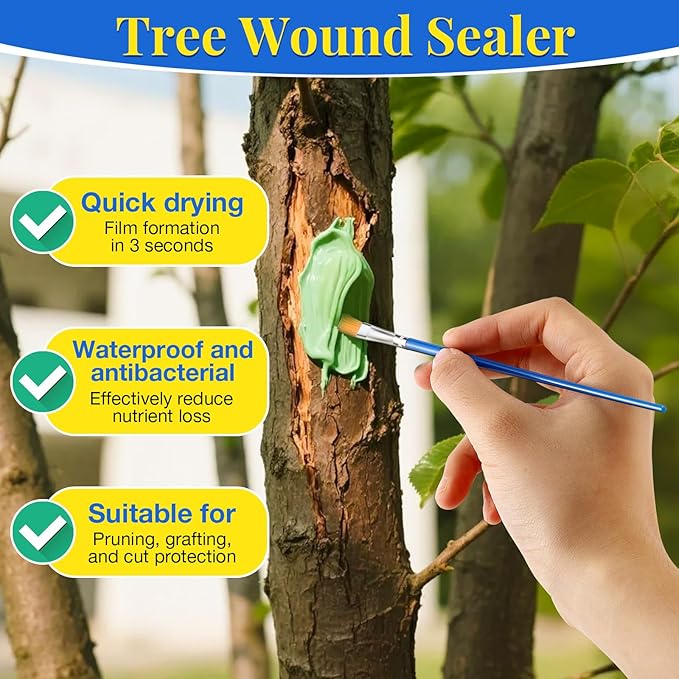 Threlaco Tree Wound Pruning Sealer, Bonsai Wound Sealer Healing Paste, 100g Plant Cutting Dressing with Brush, Tree Grafting Supplies, Bonsai Cut Paste, Quick Recovery of Plants