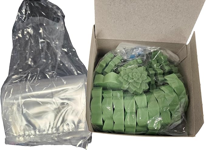 DIY Succulent Shaped Soap Favor Kit – 20 Green Cactus Blossom Scented Soaps with 10 Thank You Stickers, 10 Clear Cello Bags, and White Ribbons – Perfect for Baby Showers, Bridal Showers, Wedding