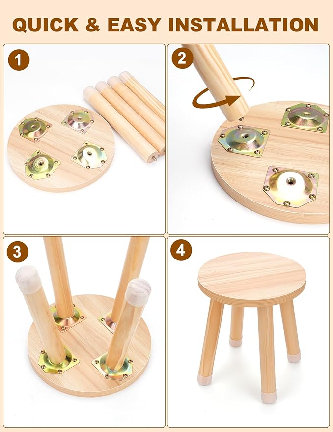 Wooden Step Stool for Kids, Solid Kids Chairs Perfect Matched Sensory Table，10 Inch Multi-Purpose Toddlers Plant Stool(Natural, 1 Pack)