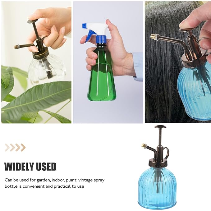 PartyKindom Vintage Glass Spray Bottle Continuous Mister Plant Mister for Garden Indoor