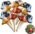 kathson 12 Piece Garden Mushrooms - Ceramic Mushroom for Yard, Fairy Garden Stakes Lawn Ornament Plants Stakes Accessories Pottery Ornament 4.52" in Height (Random Color)