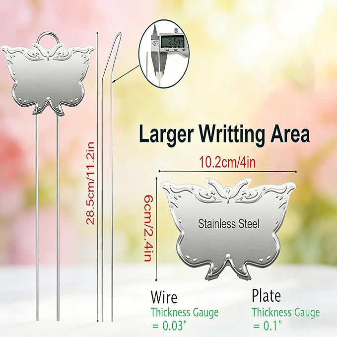 Metal Plant Labels 11in Tall 30 Pack Silver Outdoor Waterproof Garden Label Large Garden Seed Stake Tags for Flowers Fruits and Vegetables